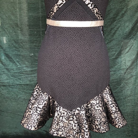 Three Floor Electrum Black Gold Cocktail Dress - Picture 3 of 11